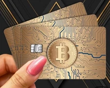 BITCOIN Cryptocurrency Gold Blue Credit Debit Card Skin Sticker 1PC