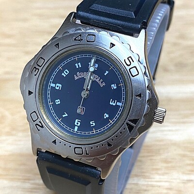 VTG Aeropostale Small Unisex Silver Rotating Bezel Analog Quartz Watch~New Batte