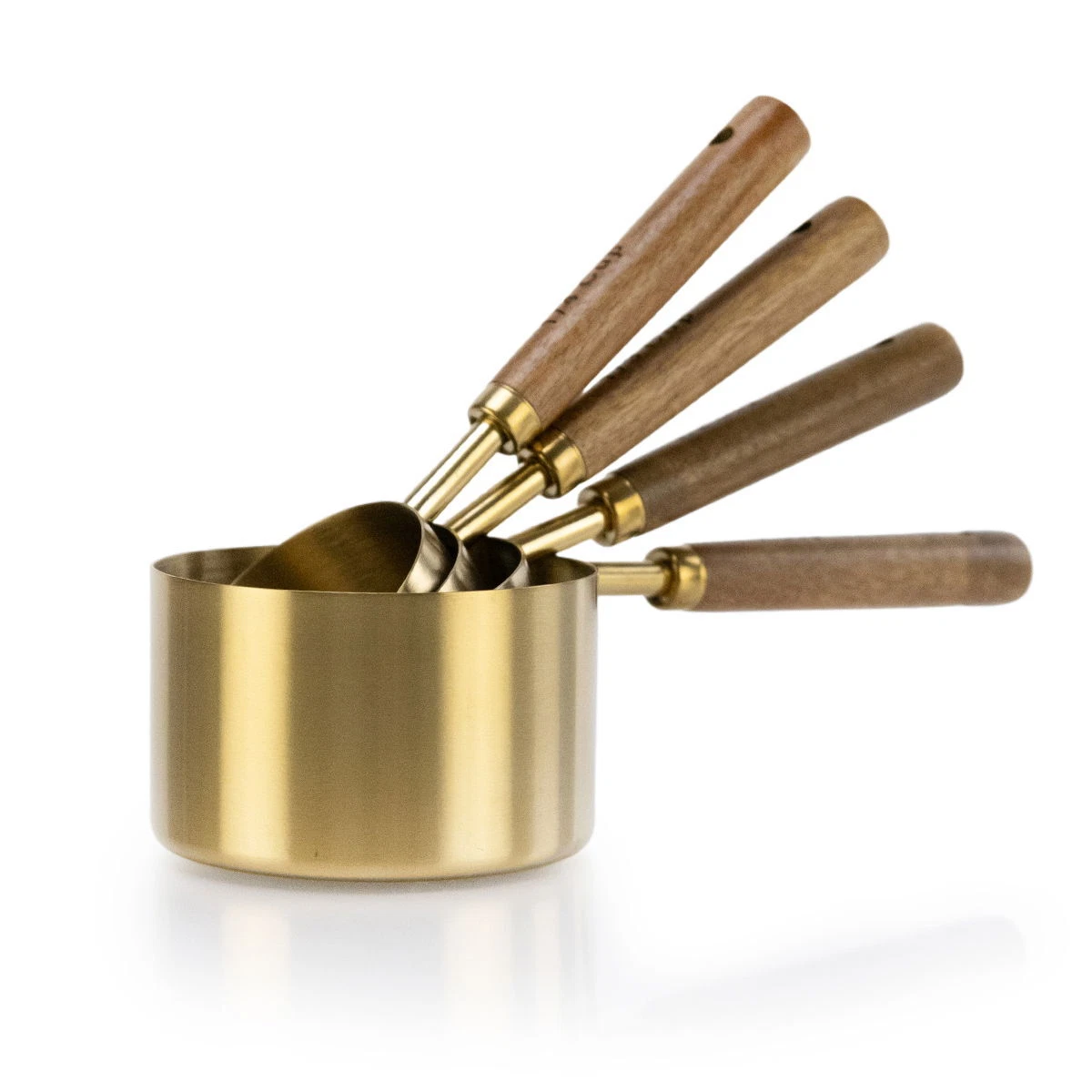 Everything Kitchens Modern Essentials Gold Measuring Cups with Wood Handles | S
