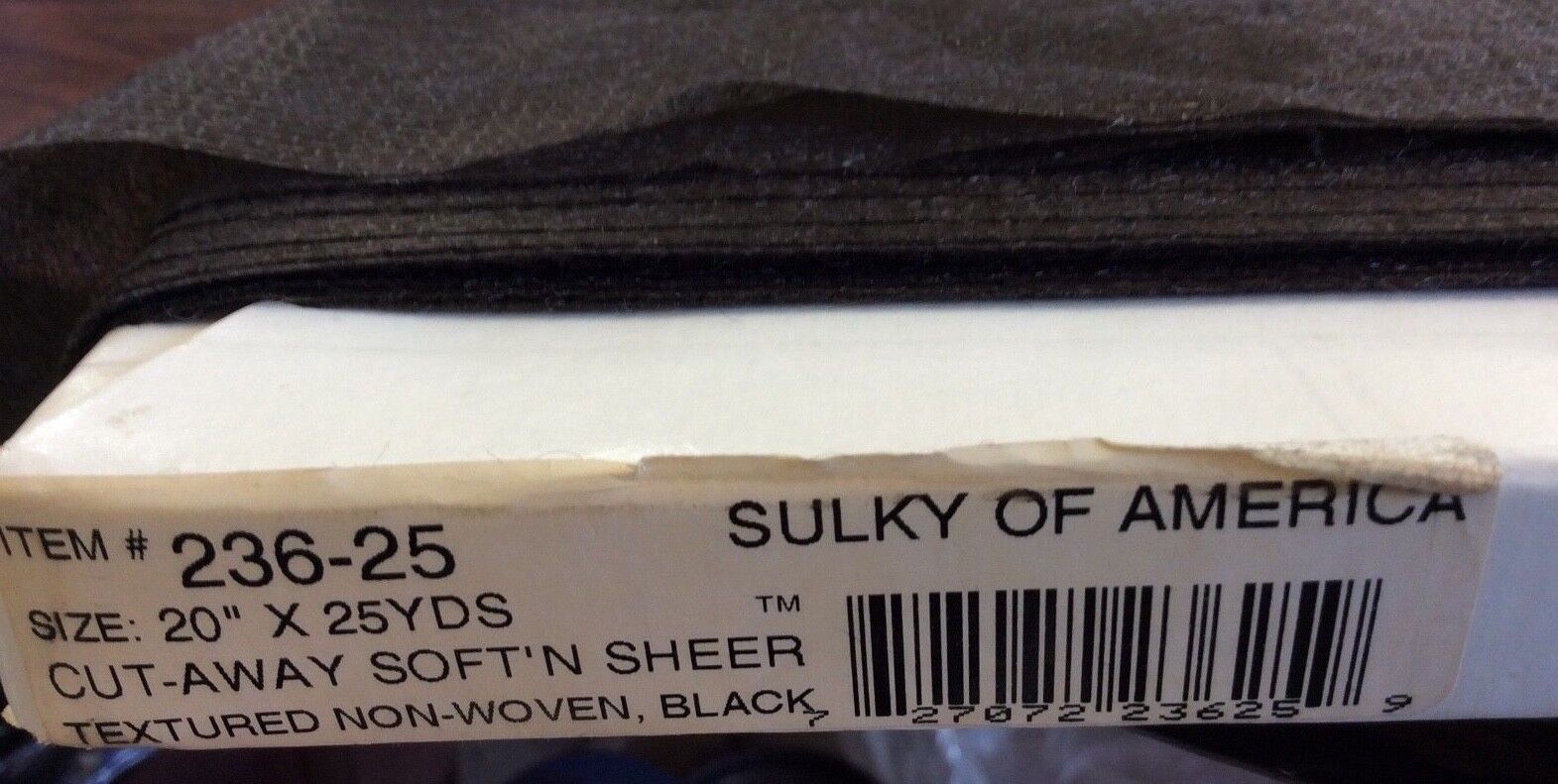 SULKY SOFT'N SHEER CUT-AWAY PERMANENT STABILIZER-BLACK--20"W-- 3 1/2 YARDS