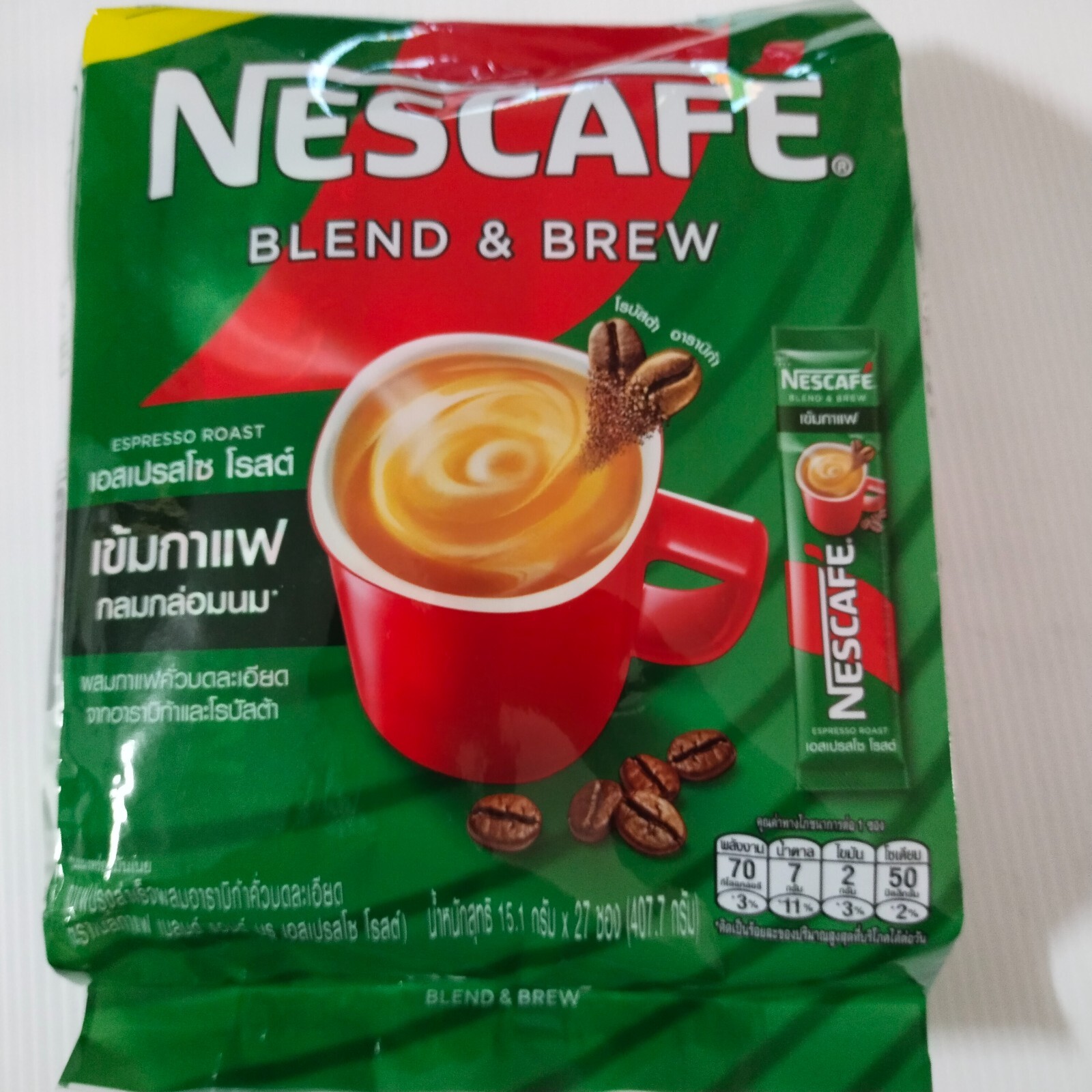 27 Sticks NESCAFE Blend & Brew/ Espresso Roast/ Tasty Instant Coffee/ 407.7 g.
