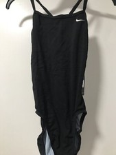 Nike Poly Core Fast Back One Piece Black Swimsuit Sz 26/Girls 10 TFSS0082-001