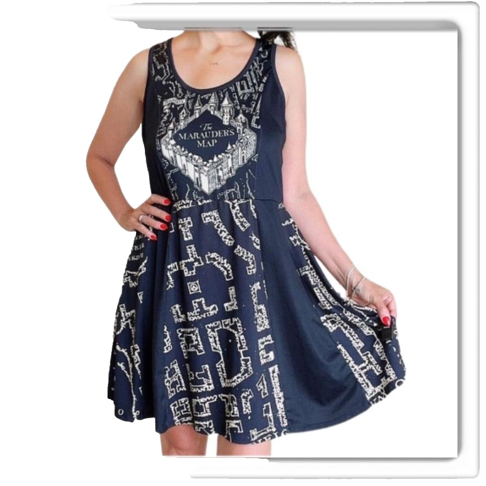 marauders map skater dress Black Milk Harry Potter Maruaders Map Reversible Skater Dress medium