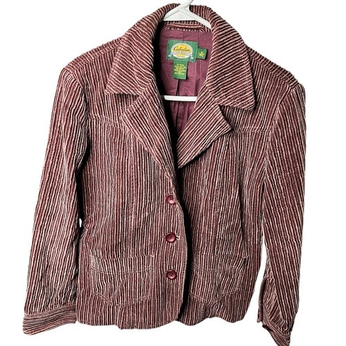 Cabela's Jacket Women's Medium Corduroy Ribbed Pockets Casual Outdoor Maroon