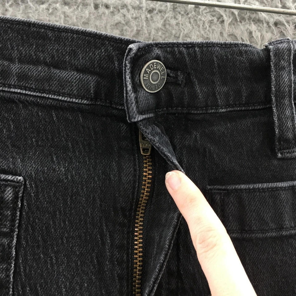 Pantalón corto Madewell Emmett tiro alto para mujer 33 negro Sendhurst parche lavado bolsillo cremallera Foto 3 de 4