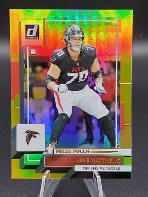 Jake Matthews Atlanta Falcons 2022 Donruss Gold Holo Press Proof Premium Rookie