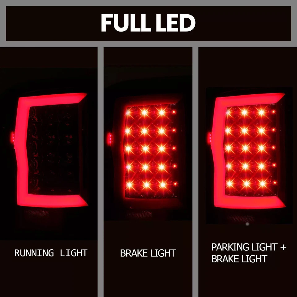 Black Smoked For 2007-2013 2014 GMC Sierra 1500 2500HD 3500HD LED Tail Lights - Image 3 of 4