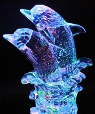 Pair of Dolphin, LED Lighted Sparkling Multi-Color Changing Home Decor figurine