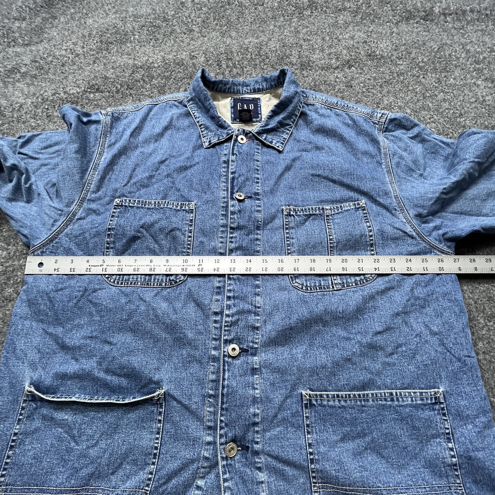 Gap Jean Jacket Mens Size XL Oversized Denim Coat Blue Button Up Adult