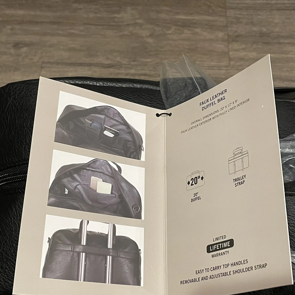 Kenneth Cole  Faux Leather 20" Single Compartment Top Load  Duffle Bag - Image 4 of 4