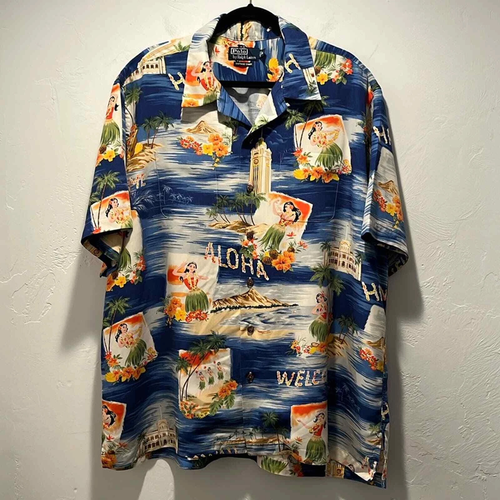 Polo by Ralph Laurent Hawaiian Short Sleeve Vintage Camp Men’s Size XL
