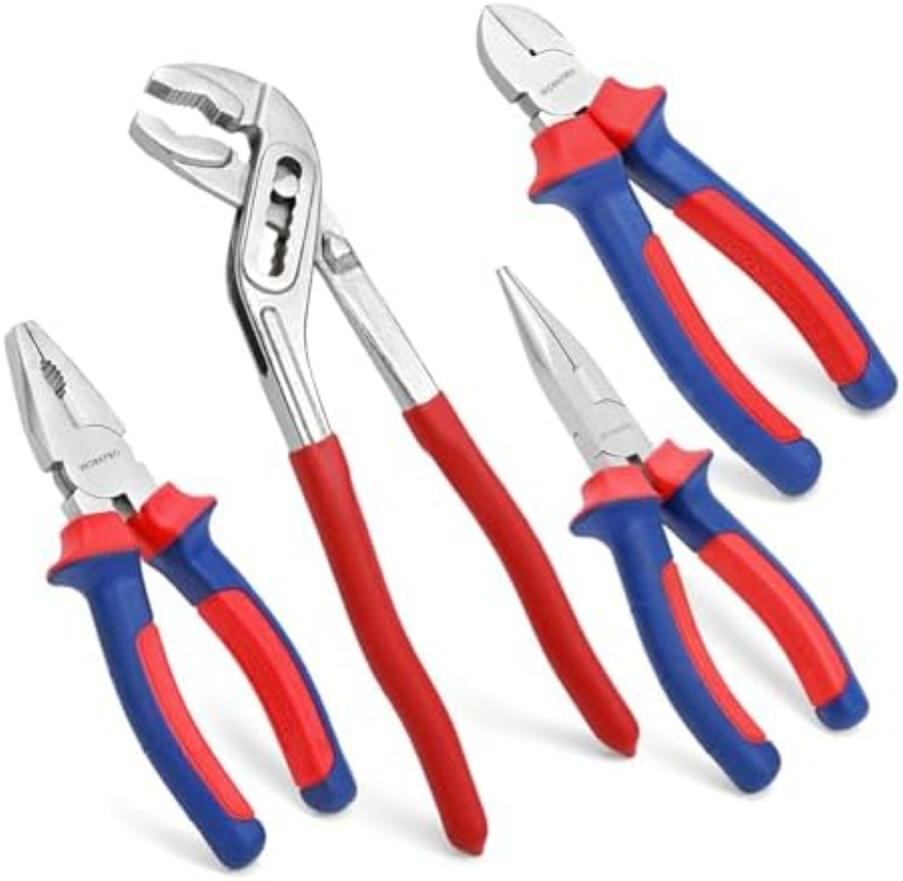 WORKPRO Set Pinze Ergonomiche: 4 Pezzi per Idraulica e Meccanica