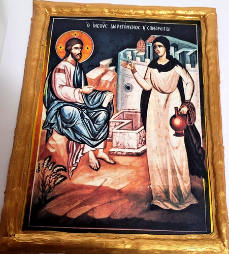 Sunday of The Samaritan Woman at The Well Jesus Greek Eastern Orthodox Icon - Picture 2 of 5