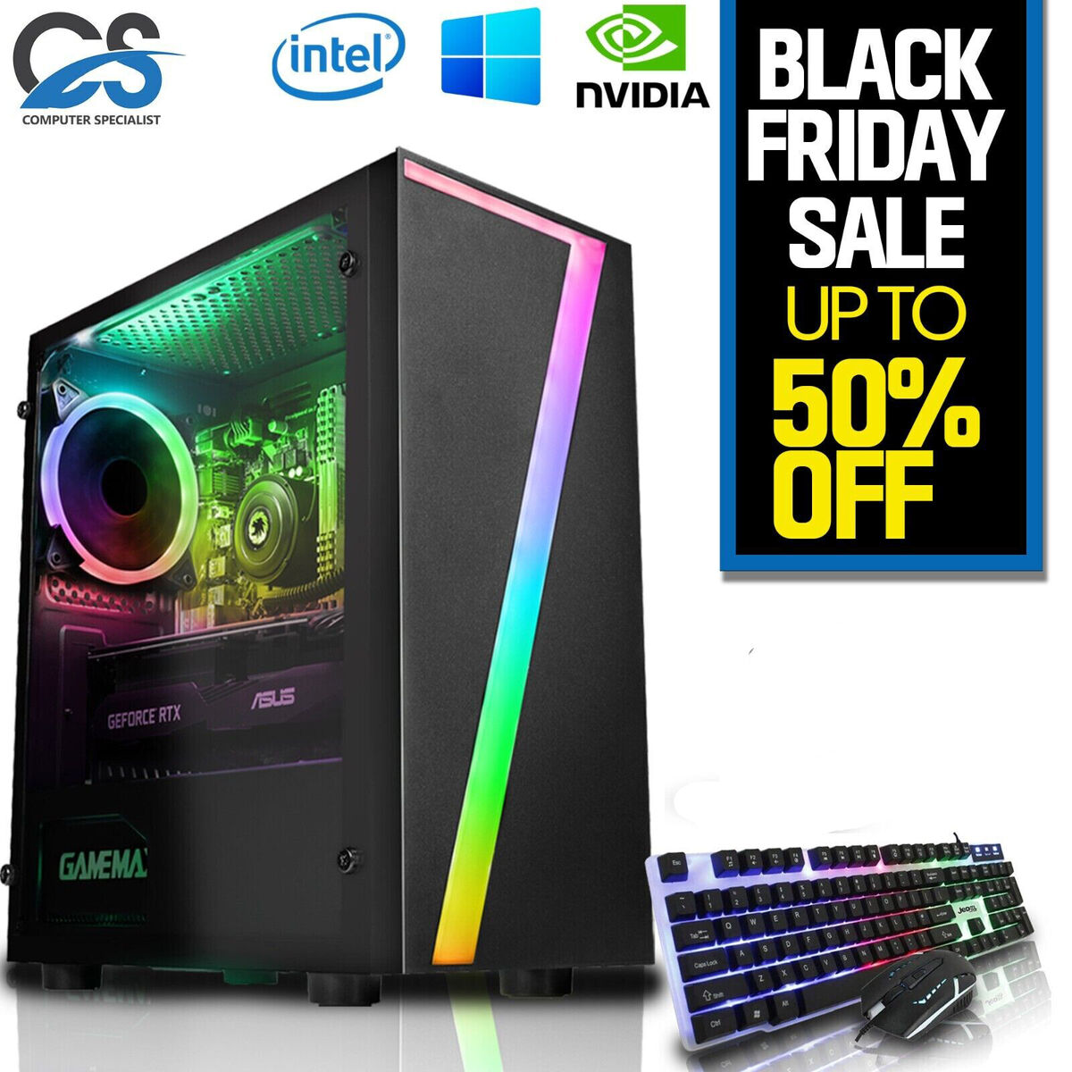 Gaming PC Desktop i7 i5 i3 2TB+480GB SSD 16GB RAM NVIDIA GTX 1660 Windows10  WiFi