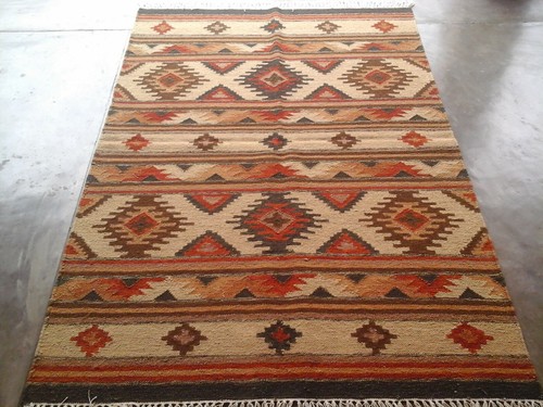 Hand Woven Wool Rug Turkish Kilim Dhurrie afghan Oriental Area Rug 4' x 6' - Picture 2 of 3