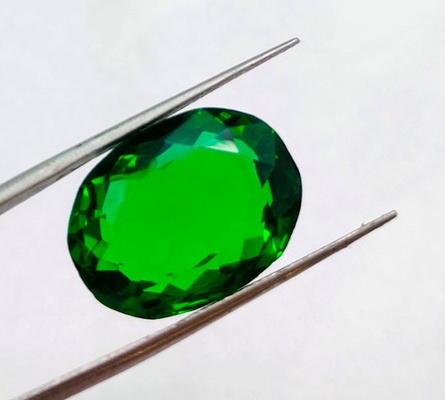 Green Emerald Lab-Created Oval Shape Cut Loose Gemstone R22 - Picture 6 of 13