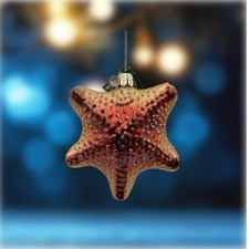 Old World Christmas Glass Ornament 2001, Red Starfish With OWC Gift Box 