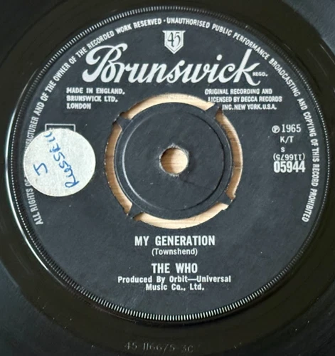 THE WHO MY GENERATION 7" BRUNSWICK (1965) VG+ MOD BEAT POP ENGLAND