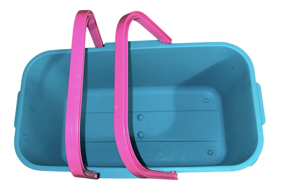 Vtg Eagle Craftstor Craft Sew Tote Organizer W/Tray Teal Pink Retro USA - Image 3 of 3