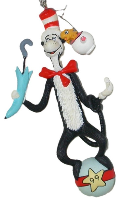 Vintage 1999 CAT in the Hat Dr Seuss Christmas  Ornament Hallmark with Goldfish