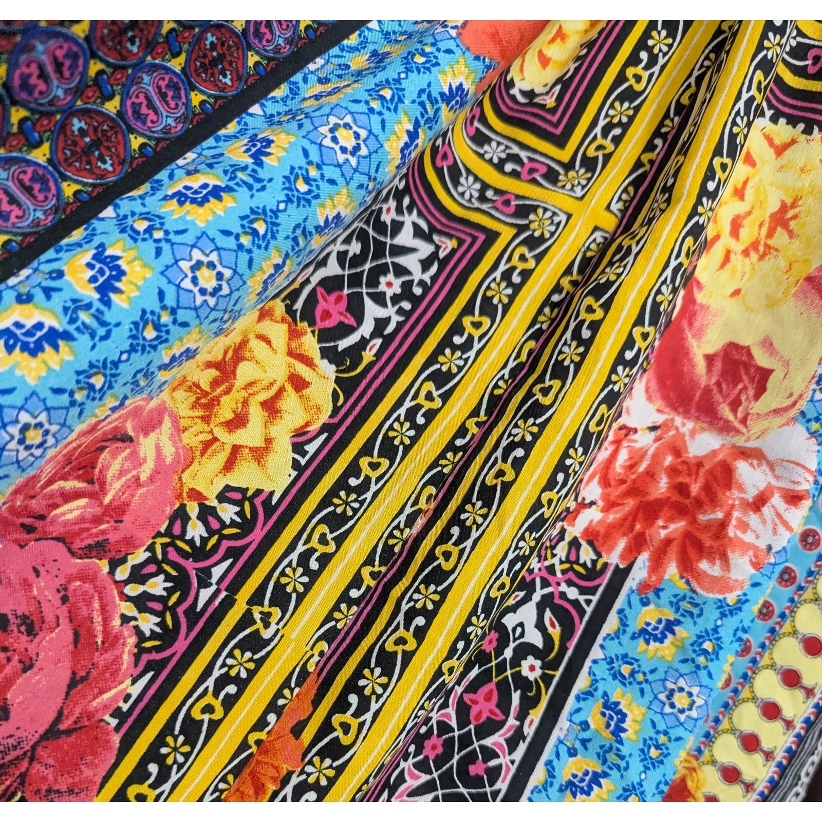 Magic Multi Patchwork Maxi Flare Skirt Fits Large… - image 5