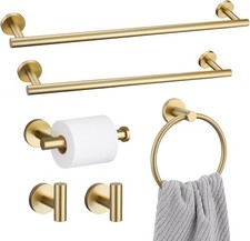 6Pcs Brushed Gold Bathroom Hardware Accessory Set