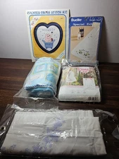 Lot of 5 Kits Stamped For Embroidery Cross-stitch Vintage Dress Baby Book