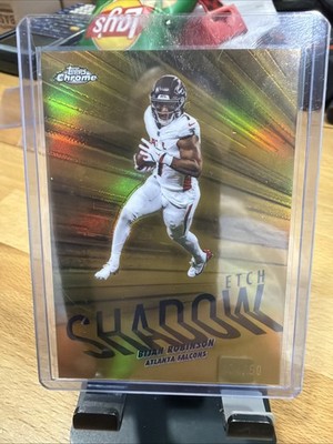 2025 Topps Chrome Bijan Robinson Shadow Etch Gold /50 SSP FALCONS