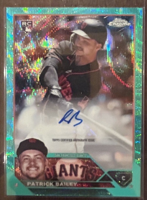 2023 Topps Chrome Update Aqua Wave Refractor /199 Patrick Bailey RC Auto