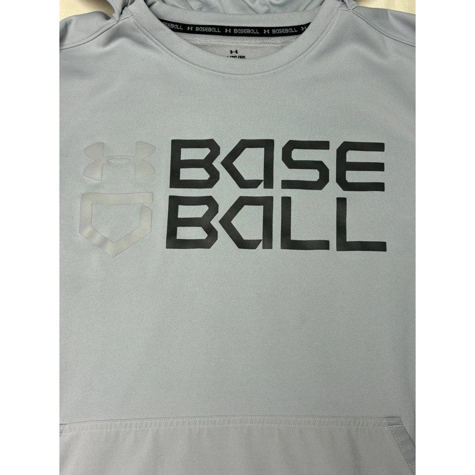 Under Armour Baseball Hoodie XL/TG/EG Gray Black Mens Athletic Pullover - Image 2 of 4