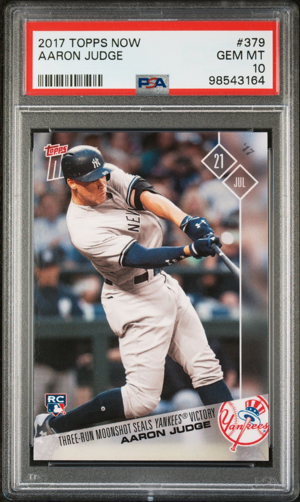 Aaron Judge #379 Baseball Cards 2017 Topps Now trading card — raw and PSA graded price guide