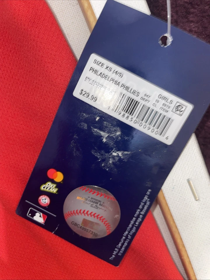 Camisa Juvenil Philadelphia Phillies 4T Niños/Niñas MLB Mercancía Genuina Roja Nueva Foto 3 de 4