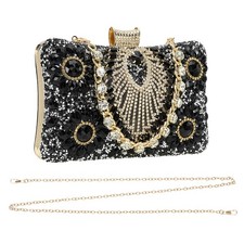 Evening Bags for Women Crystal Clutch Purse with Rhinestone Chain Black