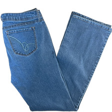 Vintage Bongo Womens Jeans 13 Low Rise Flare Medium Wash Y2K Embroidered