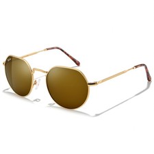 Glass Round Polygon Sunglasses for Women Men, Retro Metal Frame UV400 Shades ...