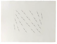 Tess Jaray Signed Etching 1971 Gray Minimal Geometric Op Art 31x21