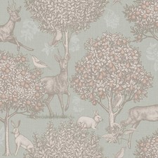 Woodland Wallpaper Animals Scene Leaves Trees Fruit Arthouse 924606 Sage Green