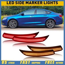4Pcs Fit 2015-2017 Chrysler 200 LED Side Marker Light Front&Rear Bumper Lamp EE