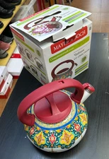 MAYER & BOCH ENAMEL WHISTLING TEA KETTLE 3.0 L COLORFUL PATTERN