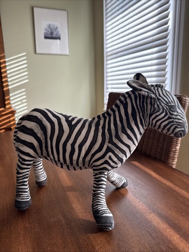 Vintage Zebra Plush Figurine 1990 Cloth Determined Applause 10” Sewn Cloth