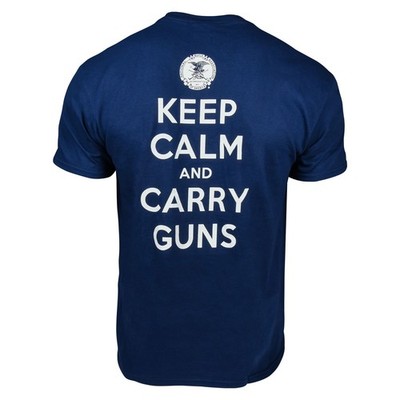 NRA Keep Calm and Carry Guns T-Shirt (XL)- Navy Blue