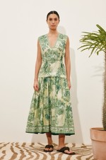 New women's ALEMAI~ Sara Midi Dress Cotton Silk Print