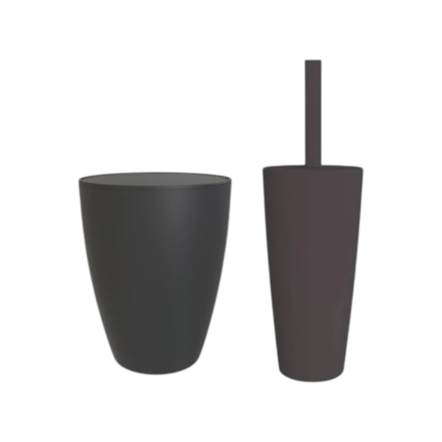 Boda Toilet Brush Holder and Swing Lid Bin Bathroom Cleaning Set Black 12L