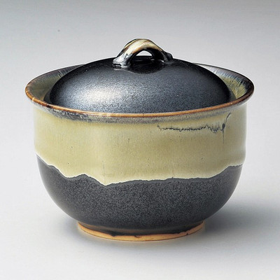 Mino Ware White Kinyo Glaze Drip Lidded Simmered Dish Bowl - Japanese Tableware