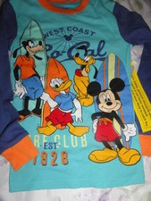 Size 4 Disney Long Sleeved Mickey  Gang Surf Boards Boys Pajama Set NWT
