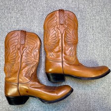 Lucchese Classics San Antonio Cowboy Boots 10.5B Tan Leather Handmade USA