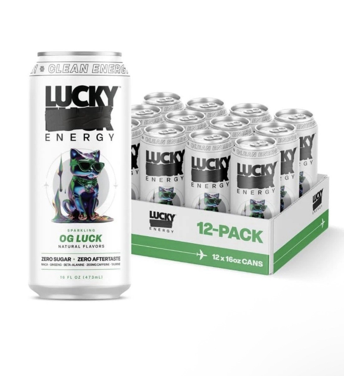 Lucky Energy Sugar Free Drinks 19.2 Fl Oz Cans (12-Pack) Healthy