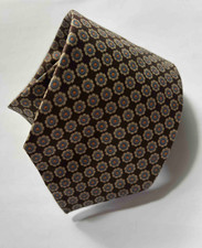 Vintage Pride of England Medallion Tie Brown Blue Jacobsons Wide 57.5"