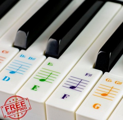 QMG 88 Key Piano Keyboard Stickers Large Letters USA