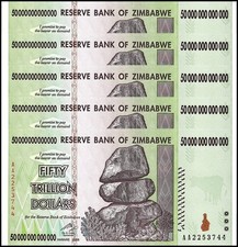 Zimbabwe 50 Trillion Dollars, 2008, AA, P-90, UNC X 5 PCS